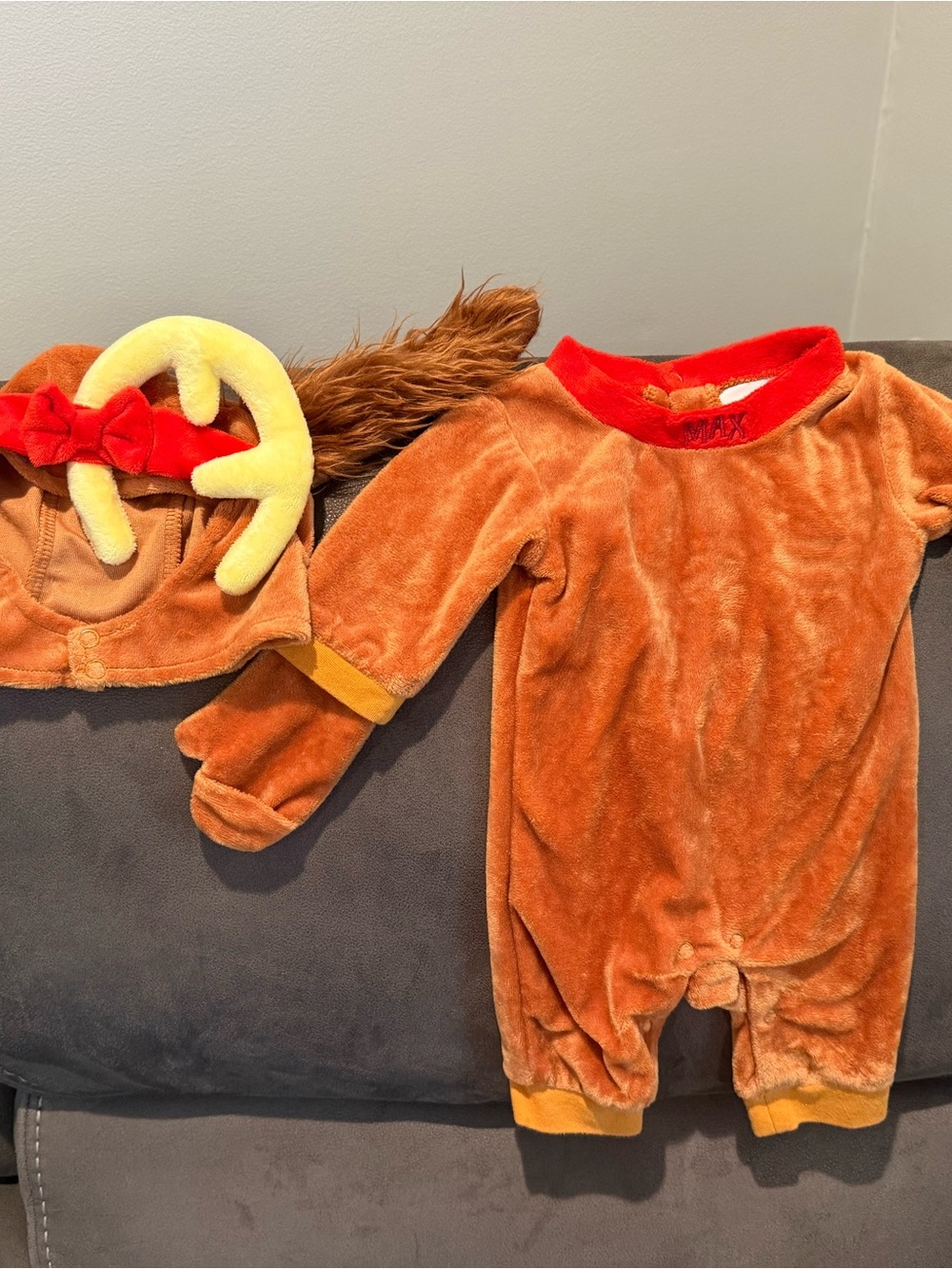 Dr. Seuss The Grinch’s MAX reindeer Plush Costume with Antler Hood